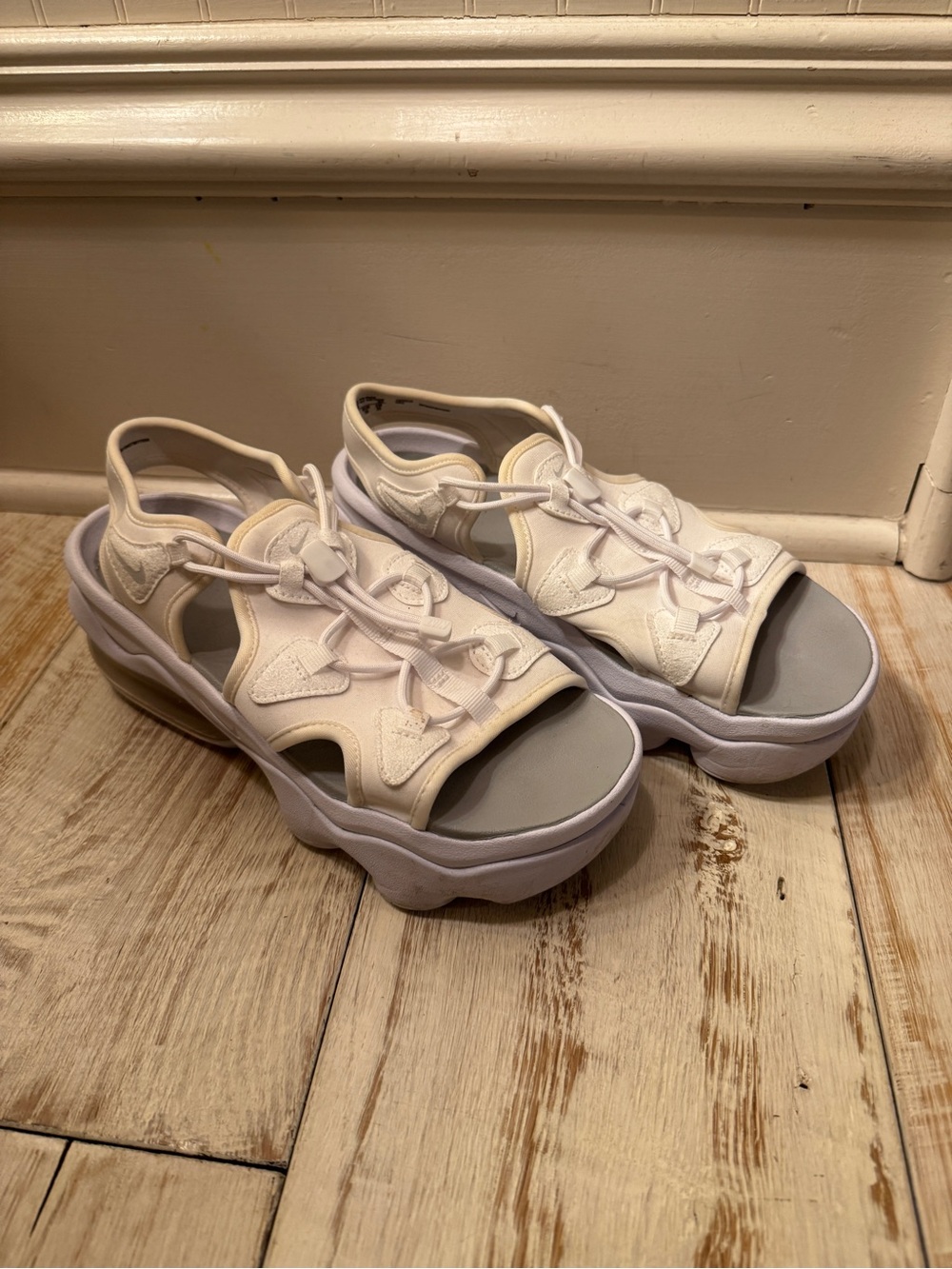 Platform Nike Airmax Sandals in Cream and White